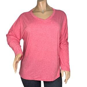 Misslook Top Long Sleeve V-Neck Pullover Pink Size 5XL
